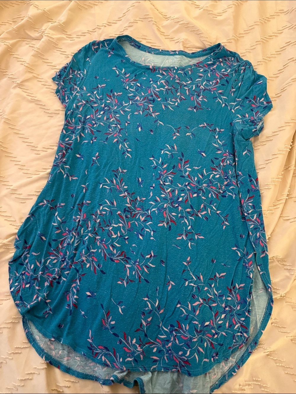 Women’s Blue Floral Scoop-Neck Top